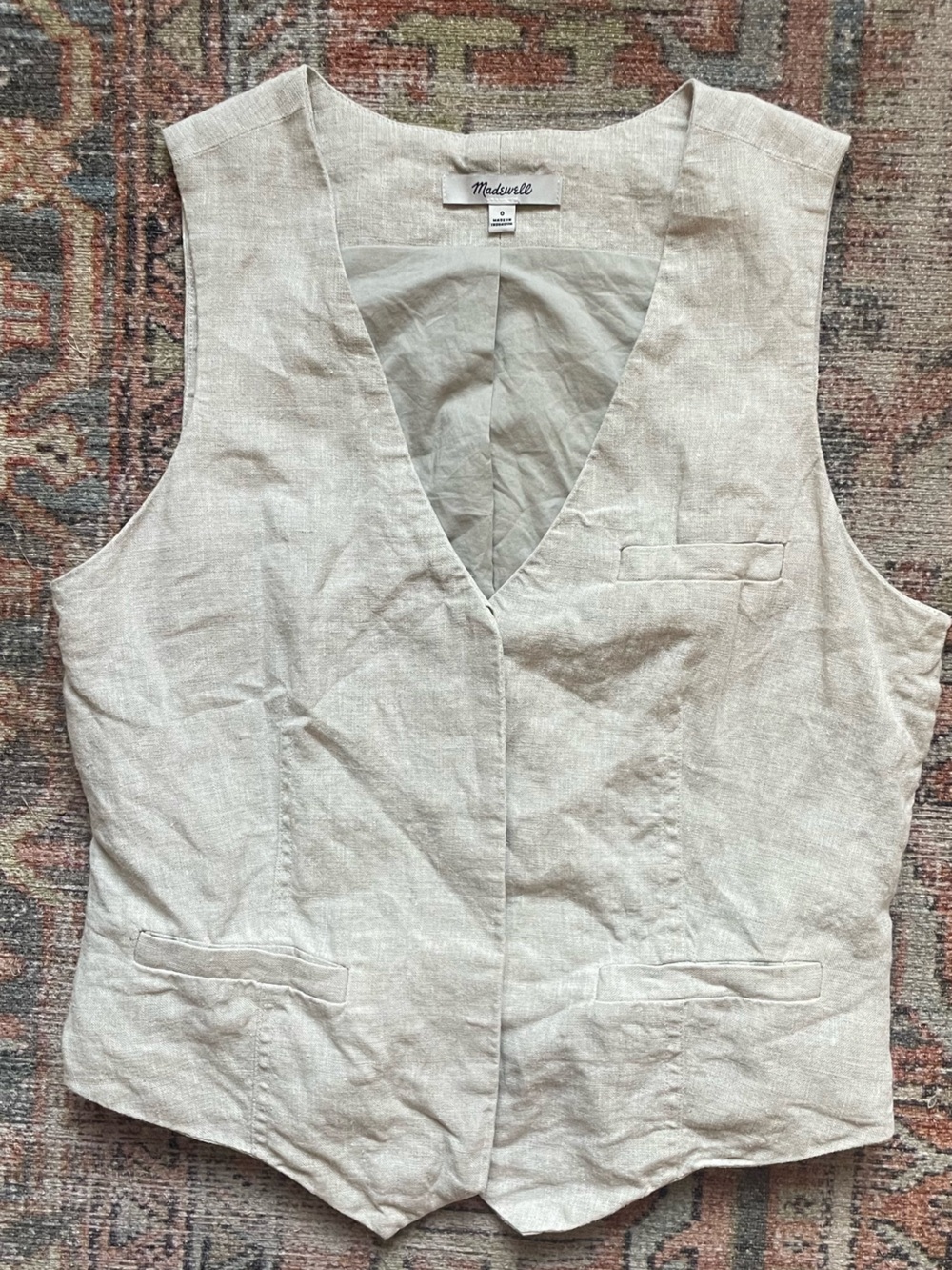 Madewell Beige Linen Blend Vest